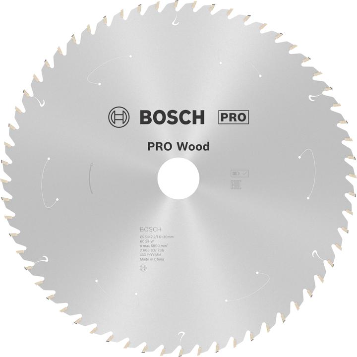 Productafbeelding Bosch Professional Zubehör Cirkelzaagblad Standaard voor hout, 254x2,2/1,6x30,60 tanden