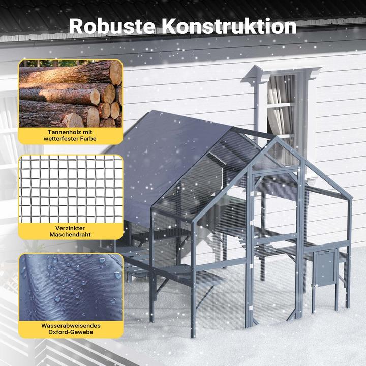 Produktbild Wiltec Freilaufgehege Katzen 210x187x187cm Katzenfreigehege Holz Aussengehege