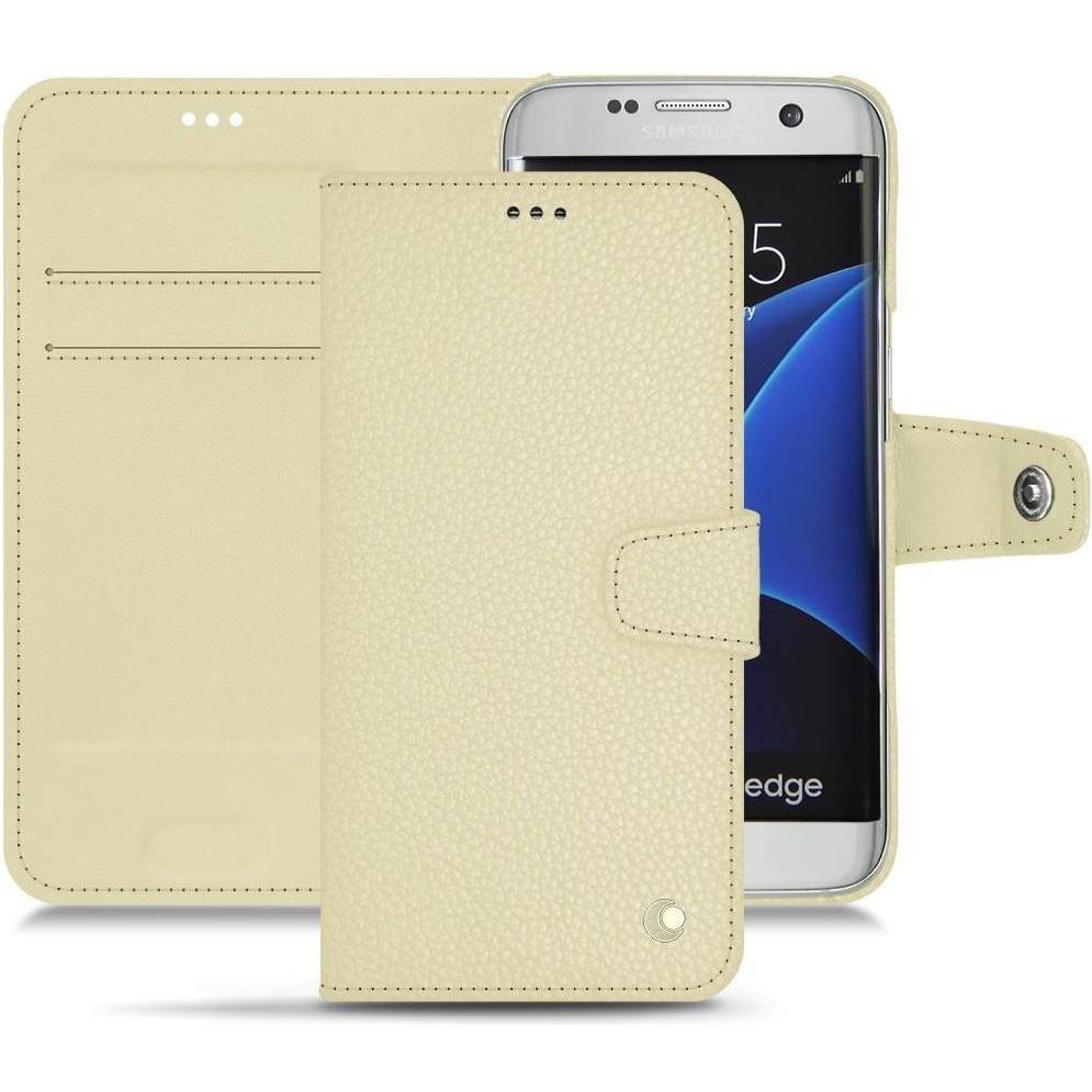 Noreve Lederschutzhülle Wallet (Samsung Galaxy S7 Edge), Smartphone Hülle, Weiss