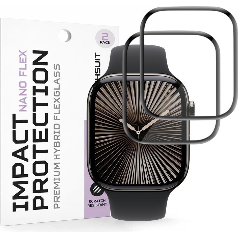 Techsuit - Nano Flex (2 pack) - Apple Watch 10 42mm / 11 42mm - Black, Accessori per smartwatch, Nero