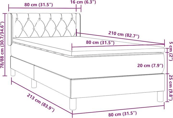 Image du produit vidaXL Boxspringbett (80 x 210 cm)