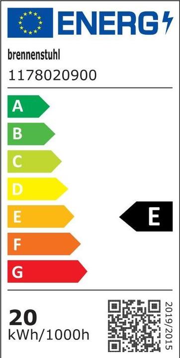 Energie-Label Brennenstuhl LED Strahler AL 2050 (20W, 2080lm, 3000K, IP44, LED Fluter zur Wandmontage mit warmweissem Licht) (2080 lm)