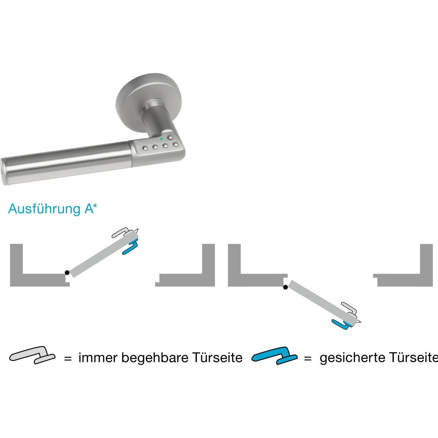 Thumbnail - Assa Abloy, Türgriff + Fenstergriff, Sicherheitsdrückergarnitur CODE HANDLE "A", TS 35 - 80, links, verchromt matt (Türg...