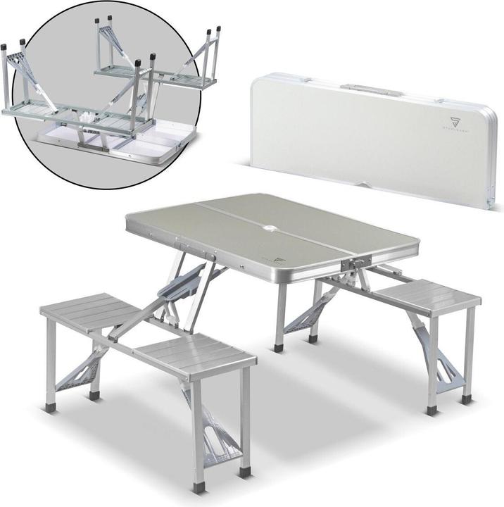 Image du produit Stahlwerk Table de camping avec chaises Set de table pliante en aluminium