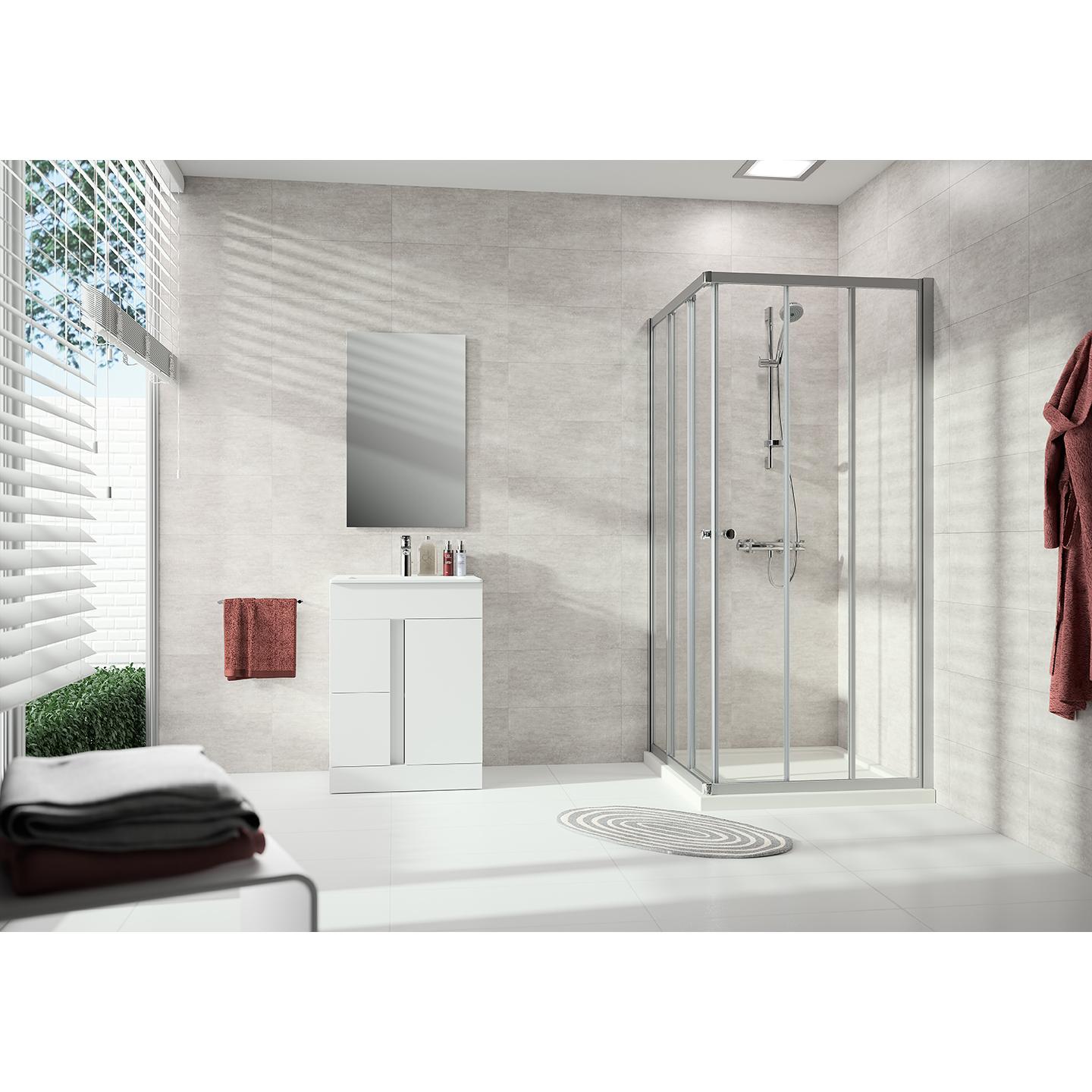 Hüppe, Duschkabine + Duschwand, Alpha 2 Gleittüreckeinstieg, 3-teilig, 4-Eck, teilgerahmt, 700x700x1900mm (204 cm, 73 cm...