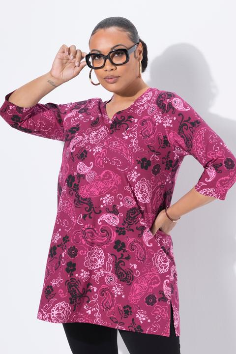 Produktbild Ulla Popken Longshirt, A-Linie, V-Ausschnitt, 3/4-Arm (58)