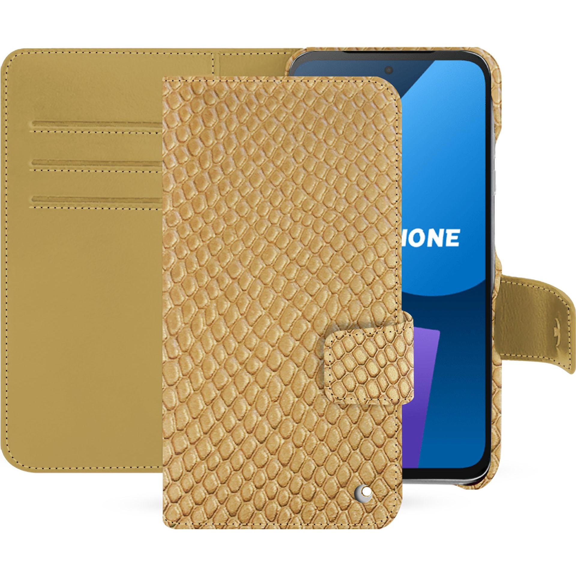 Noreve Lederschutzhülle Fairphone 5 (Fairphone 5), Smartphone Hülle, Beige