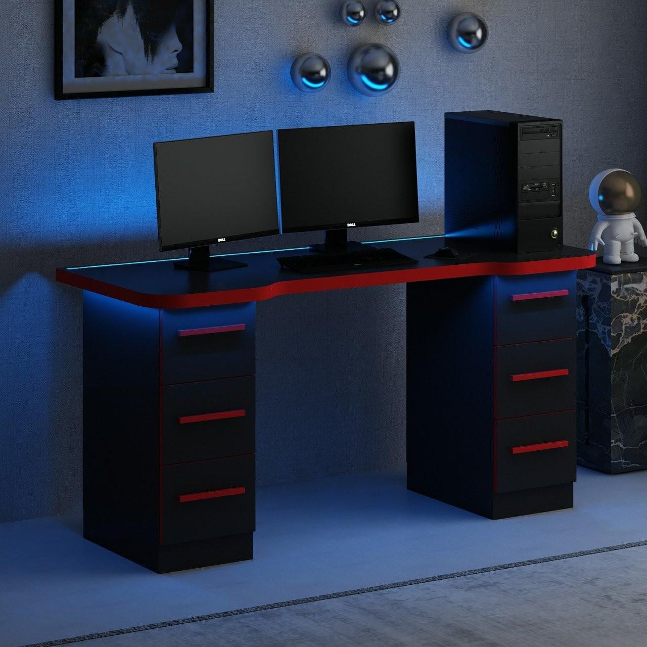 Thumbnail - Skye Decor Phoenix, Gaming Tisch, Rot, Schwarz