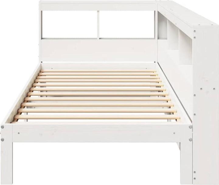 Produktbild vidaXL Massivholzbett mit Regal ohne Matratze Weiss 150x200 cm Kiefer (150 x 200 cm)