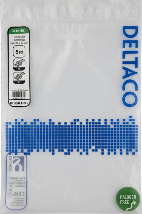 Actual product image Deltaco OM4 Fiber cable, SC - SC, duplex, multimode, 5,0m (5 m)