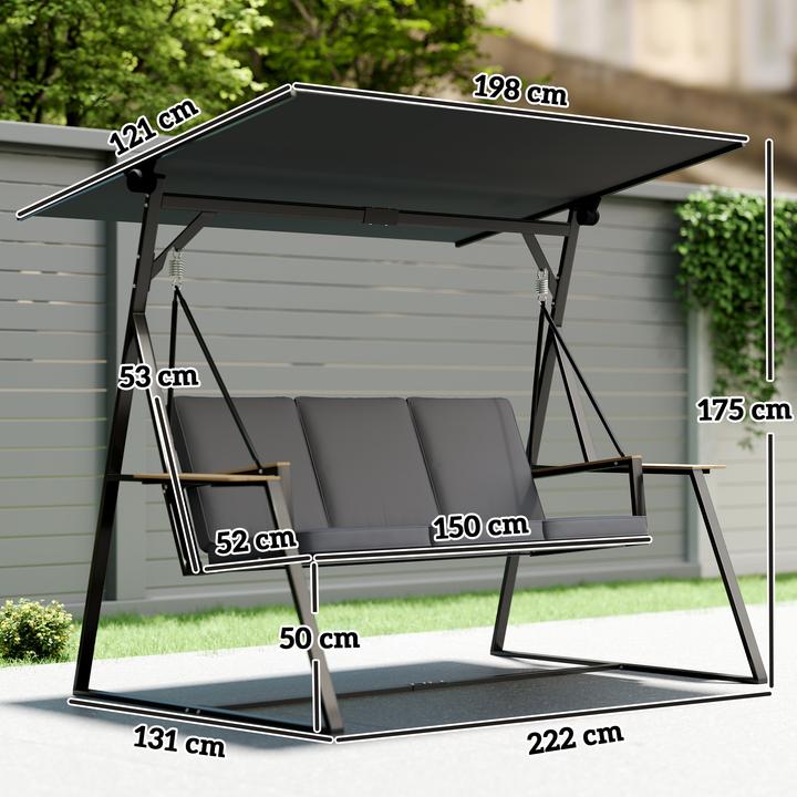 Image du produit Outsunny Gartenschaukel Metall, Polyester Grau