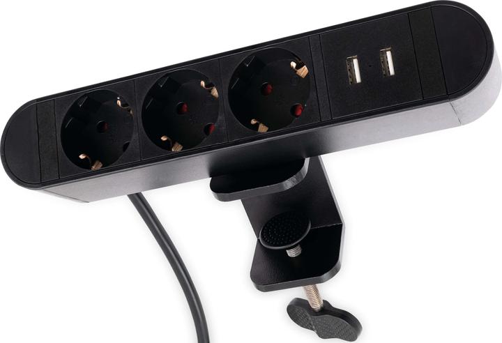 Produktbild MCP MCPOWER Tischsteckdosenleiste SK-03, 3-fach, 2x USB, Klemme, 2 m Kabel (3 x, 2 m)