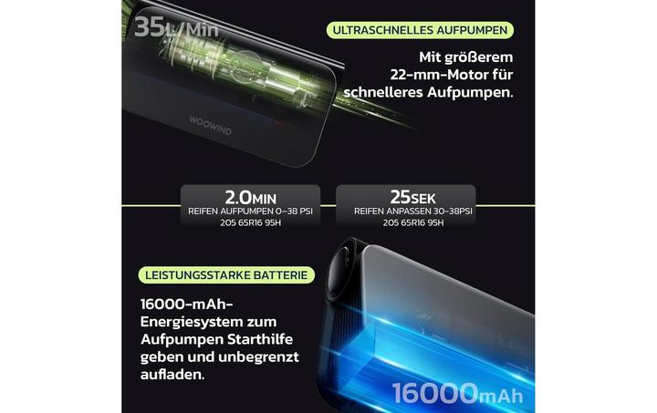 Actual product image Woowind Bora Plus 3-in-1 (1000 A, 16000 mAh)