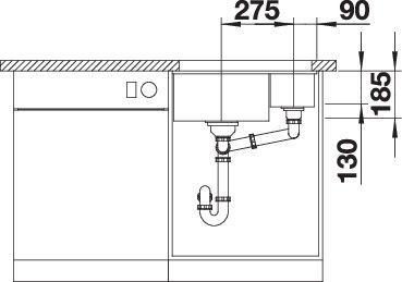 Image du produit Blanco Subline 350/150-U (Evier sous plan, 45.60 cm, 52.50 cm)