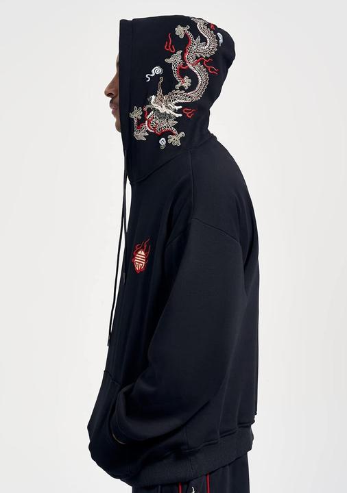 Image du produit Niepce Pull à capuche graphique brodé Dragon en tissu épais (XXL)