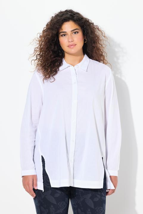 Produktbild Ulla Popken Bluse, Saumschlitze, A-Linie, Hemdkragen, Langarm (58)
