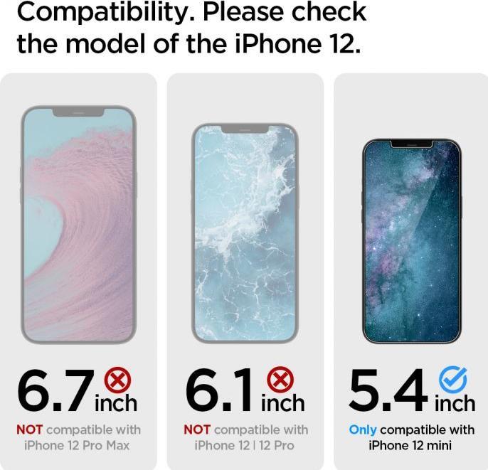 Actual product image Spigen Glass TR screen protector 1 pc. (1 Piece, Apple iPhone 12 mini)