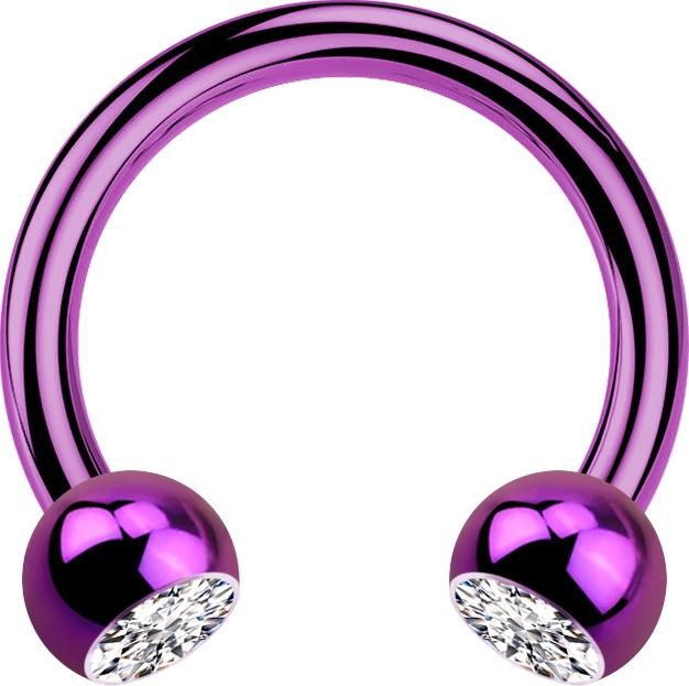 Produktbild Star Piercing Circular Barbell violett mit zwei Kugeln Kristall silber (ohne Messing, Titan G23)