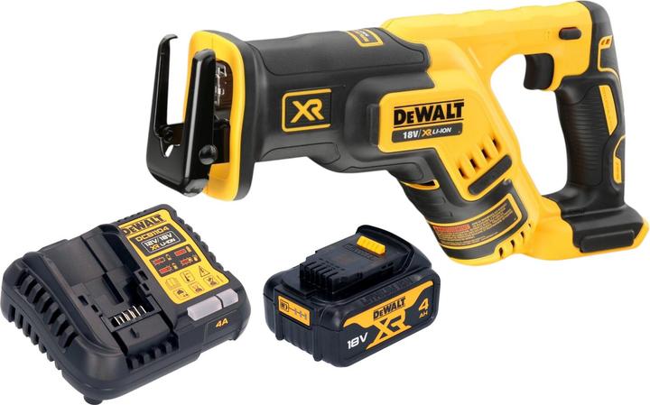 1x DeWalt DCS 367 cordless reciprocating saw, 1x DeWalt DCB 182 18 V 4.0 Ah battery, 1x DeWalt charger