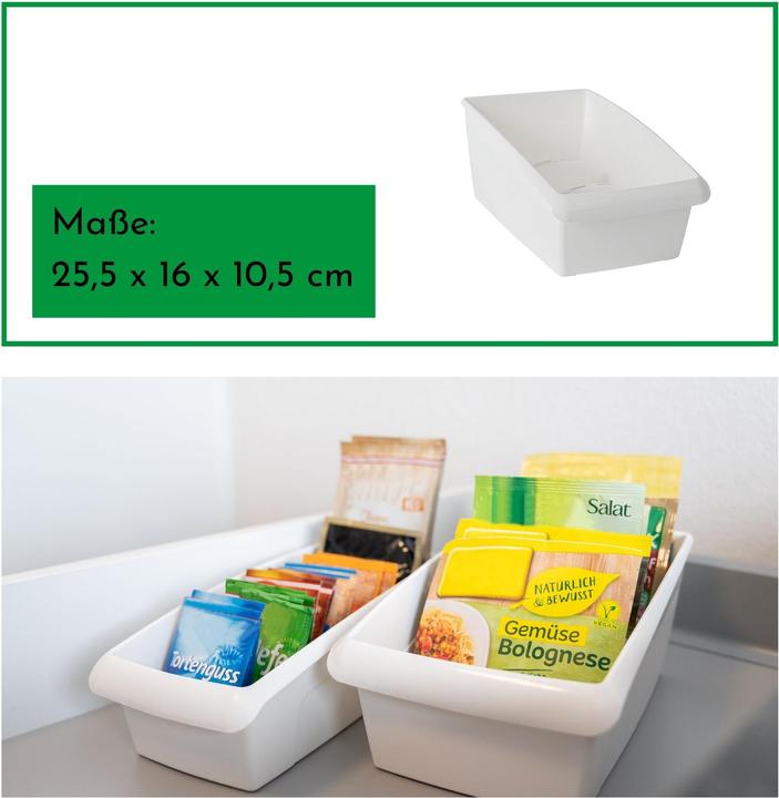 Produktbild Novaliv Suppentütenbox gross Schubladen Organizer Küche - 25 x 16 cm WEISS Gewürzaufbewahrung Box - (16 cm, 1x)