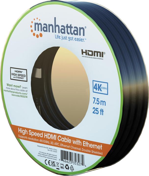 Actual product image Manhattan HDMI (Typ A) — HDMI (Typ A) (7.50 m)