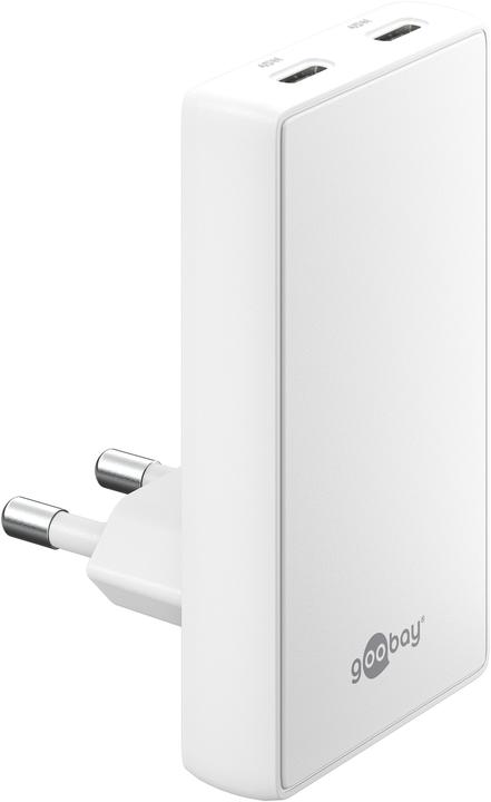 Produktbild Goobay USB-C PD GaN Dual-Schnellladegerät 90° Flat 45 W weiss (45 W, 2 Ports)