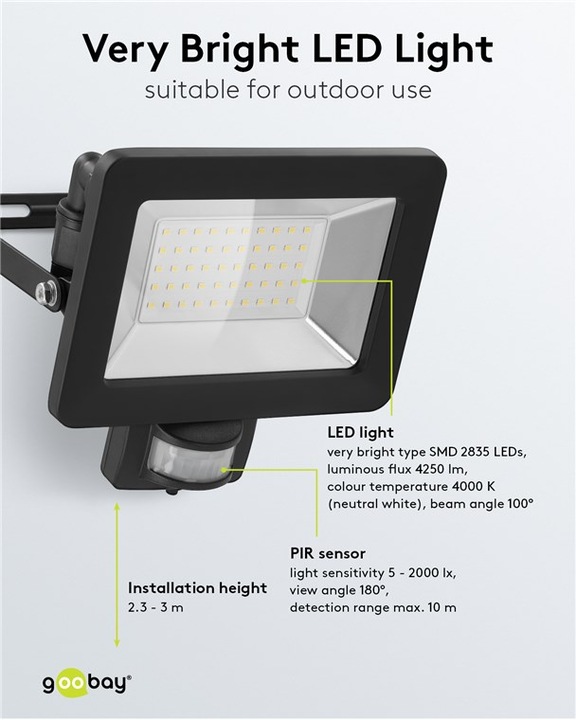Produktbild Goobay Aussenstrahler (4260 lm, IP44)