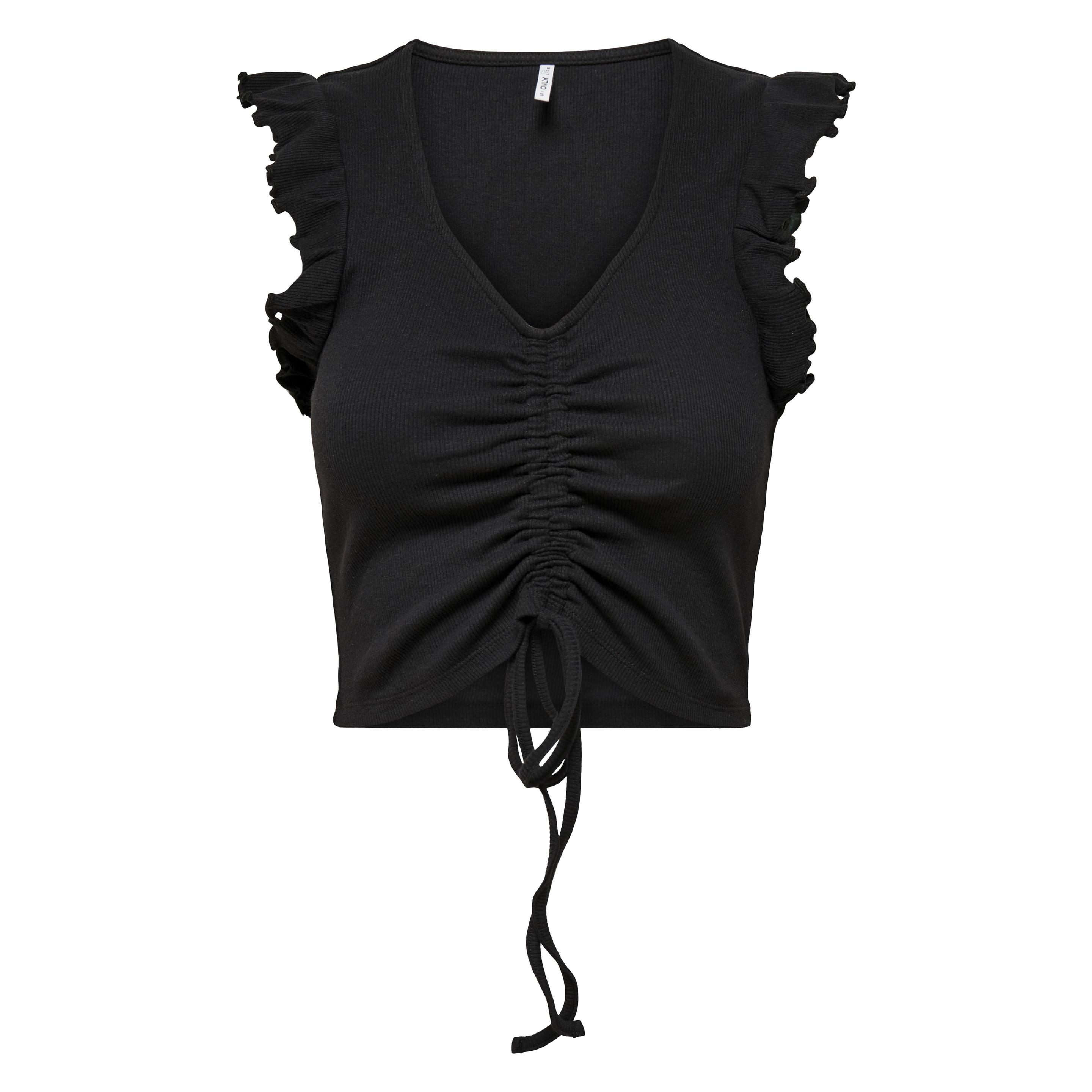 Only, Damen, Blusen, Gerafftes Oberteil, Schwarz, (M)