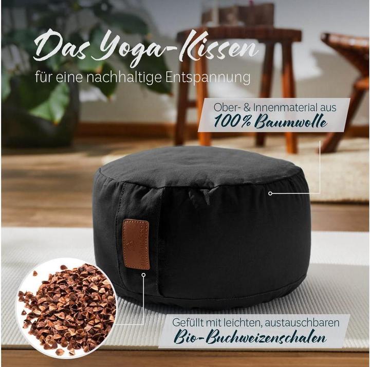 Image du produit DoYourYoga Yoga-Kissen Vishnu Buchweizenschalen, Schwarz (15 cm)