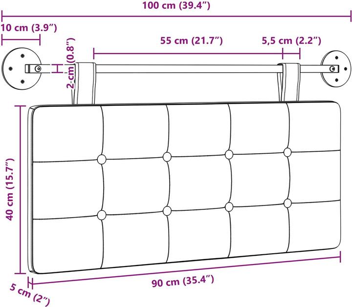 Actual product image vidaXL Schlafzimmer-Kopfteil (100 x 55 x 5 cm)