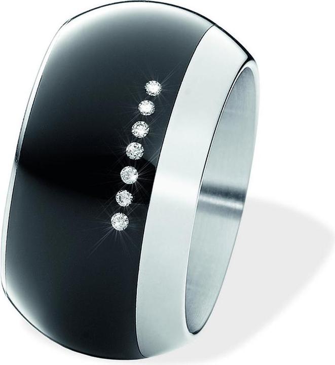 Actual product image Xen Band ring domed with 7 diamonds 0.035 ct. and ceramic black 13 mm (49)