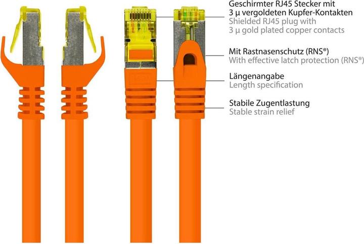 Produktbild Varia SO-34586 - Patchkabel Cat.7, S/FTP, 2m, orange (S/FTP, 2 m)