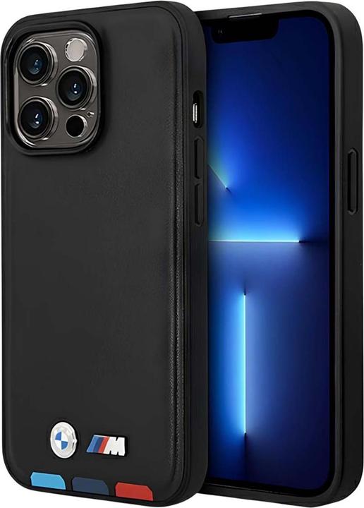 BMW Etui BMHMP14L22PTDK iPhone 14 Pro 6,1" czarny/black Leather Stamp Tricolor Magsafe (Apple iPhone 14 Pro)