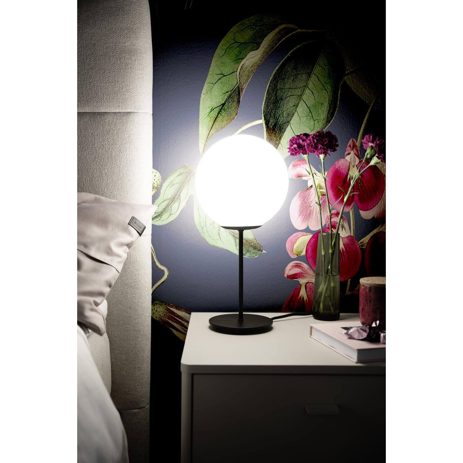 Schöner Wohnen, Tischlampe, Palais Tischleuchte E27 Glas schwarz 25cm Rundglas