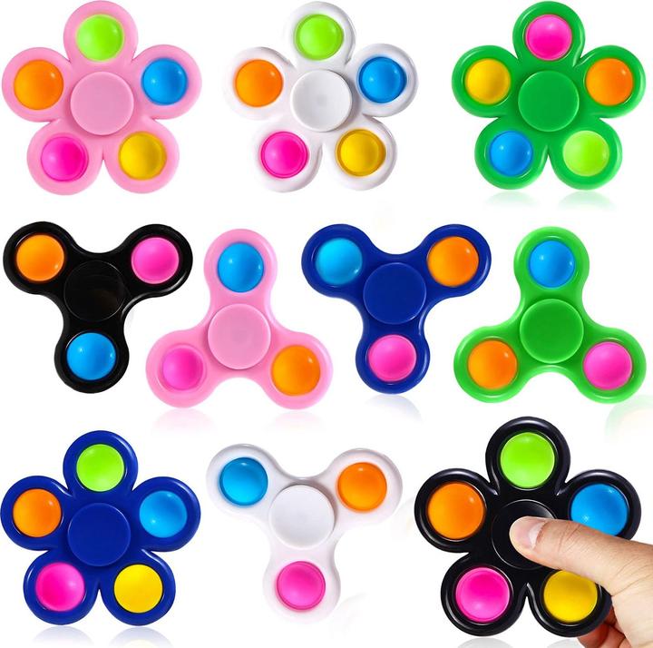 Immagine prodotto Activity Board Set di 10 Pop Fidget Spinner Push Bubble Pop Semplice giocattolo fidget per bambini adulti, Pasqua