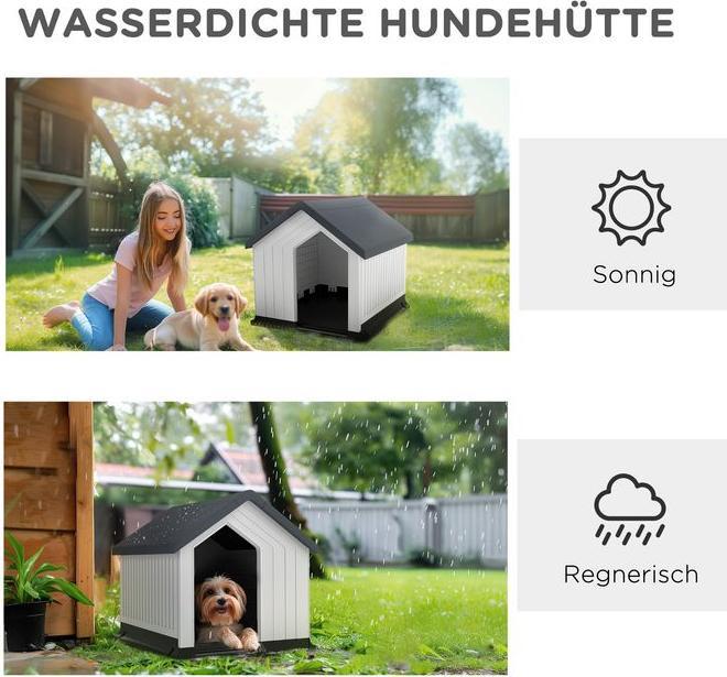 Immagine prodotto Swisshandel24 Cuccia per cani, resistente alle intemperie, con finestra e porta, per cani di piccola taglia fino (Cuccia per cani)