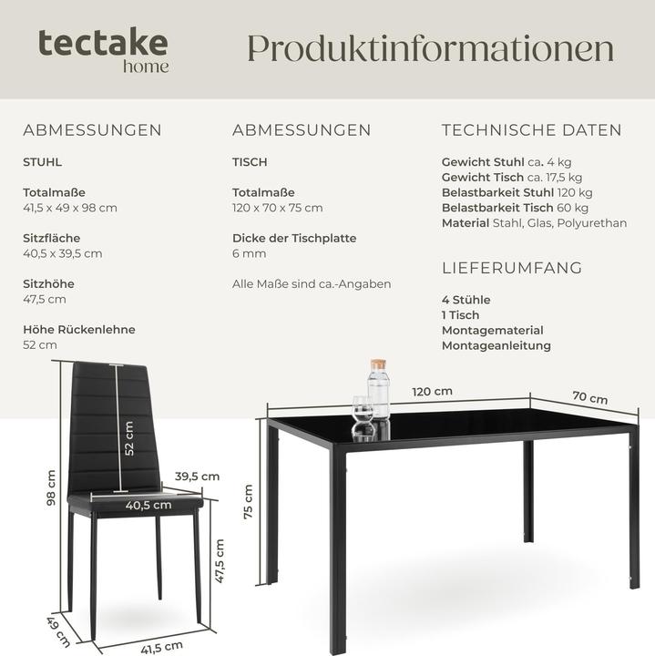 Produktbild tectake Essgruppe Berlin (Glas)