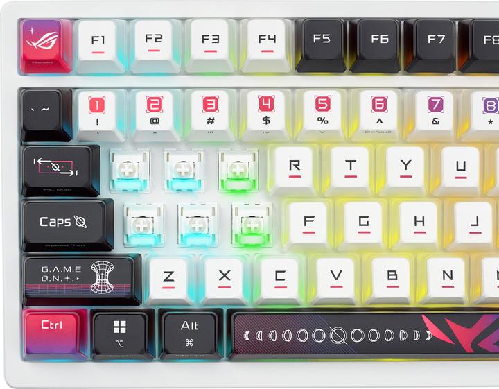 Actual product image ASUS Teclado ROG Azoth X 75% RGB White (US, Cable, Wireless)