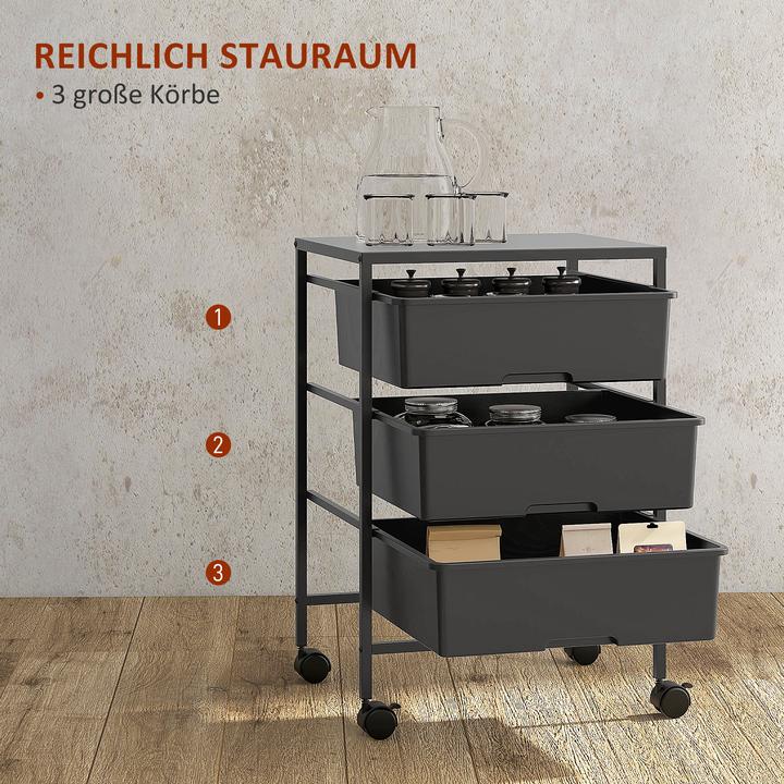 Image du produit Homcom Rollwagen Stahl, Kunststoff Schwarz