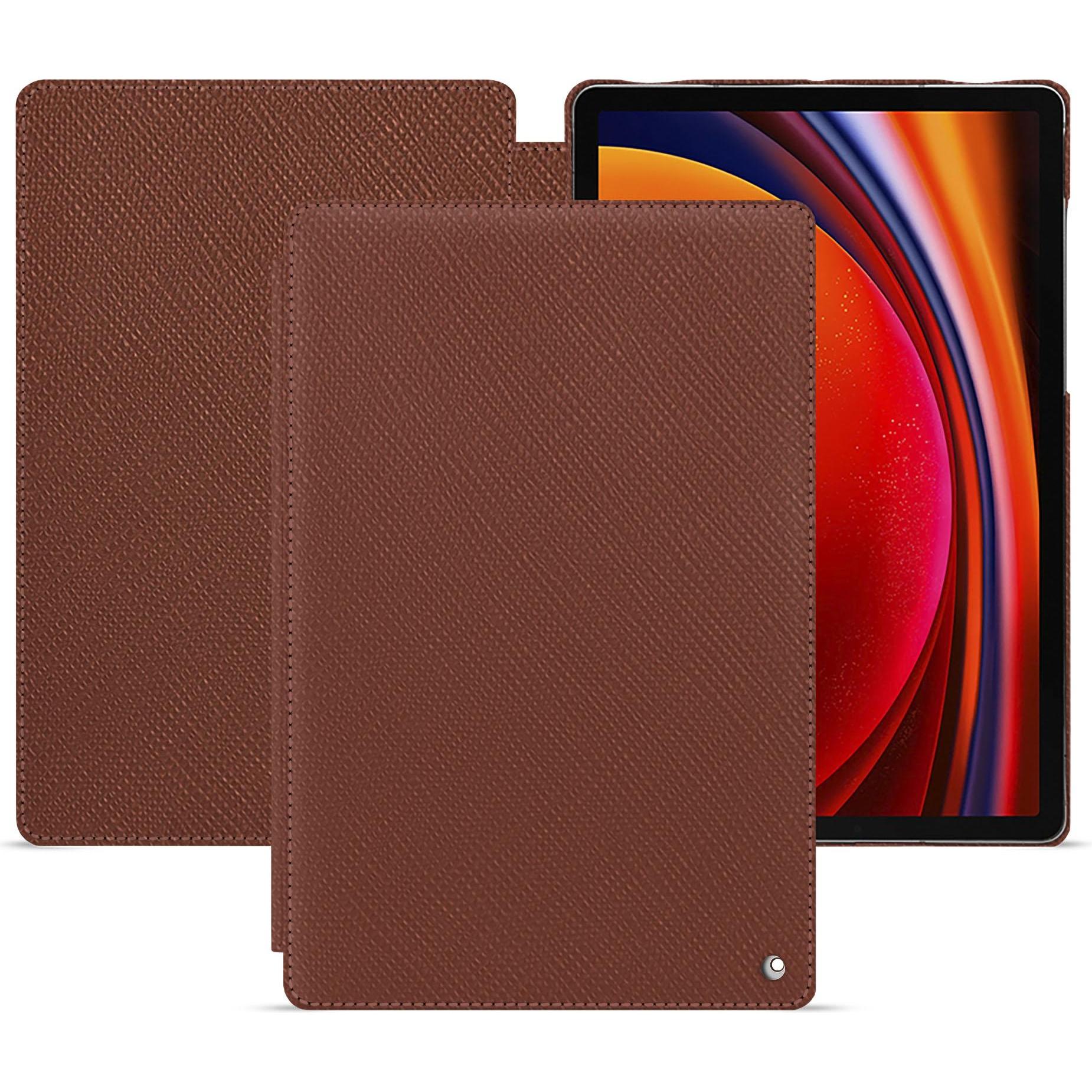 Noreve Lederschutzhülle horizontal (Galaxy Tab S9), Tablet Hülle, Braun
