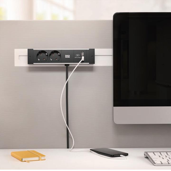 Image du produit Bachmann DESK RAIL 2x contact de protection 1x USB Charger 1x ABD (2x, CEE 7/3, 2 m)