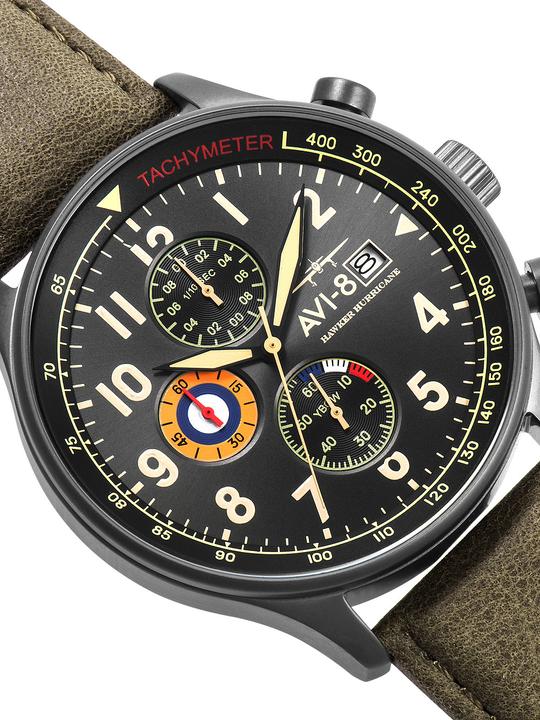 Actual product image AVI-8 AV-4011-0E Hawker Hurricane Chronograph 42mm 5ATM (Chronograph, 42 mm)