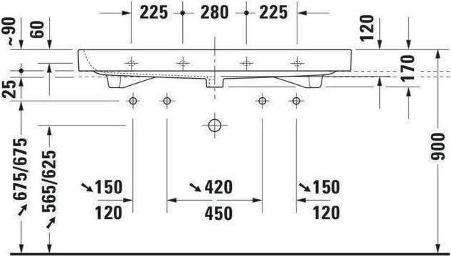 Image du produit Duravit Meuble lavabo HAPPY D.2 m ÜLB HLB 1200x505mm 2 trous de robinetterie blanc (505 mm, 1200 mm)