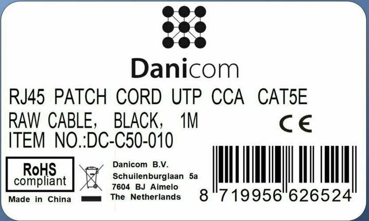 Produktbild Dsit CAT 5e Netzwerkkabel U/UTP (UTP, CAT5e, 1 m)