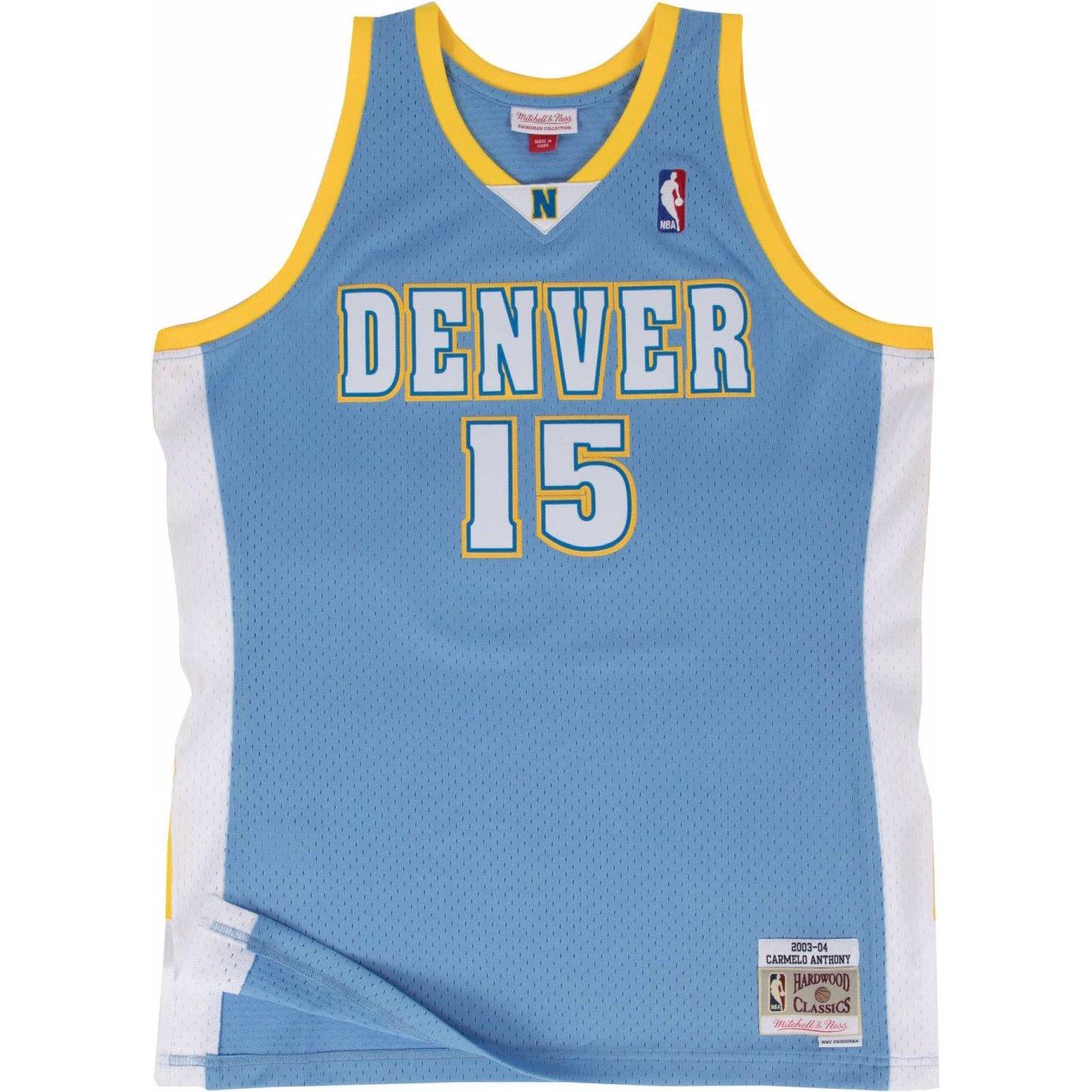 Mitchell & Ness, Herren, Sportshirt, Swingman Jersey Denver Nuggets 200304 Carmelo Anthony (XL), Blau, XL