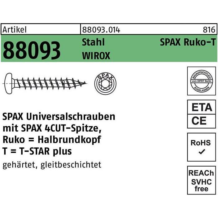 Thumbnail - Spax, Schrauben, Spanplattenschraube, Torx, panhead, Größe 4,0 x 15 mm (1000 Schrauben pro Stück)
