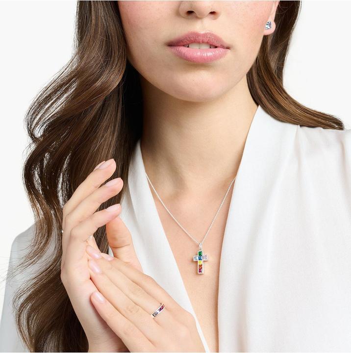 Immagine prodotto Thomas Sabo Collana croce pietre colorate argento (Argento 925, 40 - 45 cm)