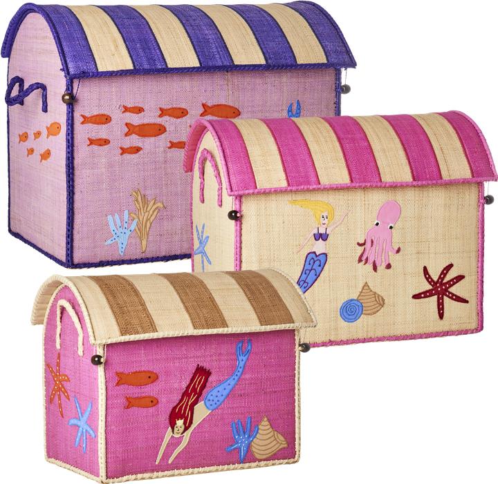 Rice Raffia Toy Baskets - Mermaid Theme - Set of 3