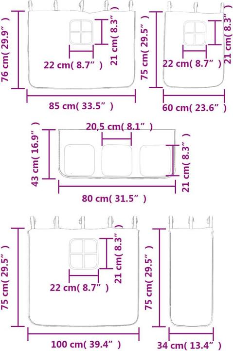 Produktbild VidaXL Kinderhochbett mit Vorhängen Rosa (90 x 200 cm)