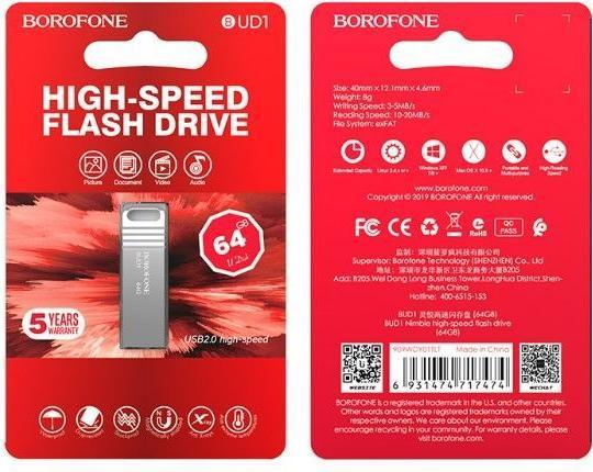 Borofone PENDRIVE BUD1 NIMBLE USB 2.0 64GB (64 GB)